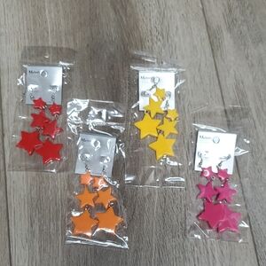 Star Shaped Earrings in Red, Yellow, Orange, and Pink